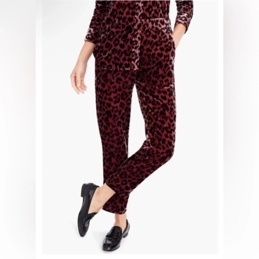 J.Crew Pink Leopard Velvet Pants size 4